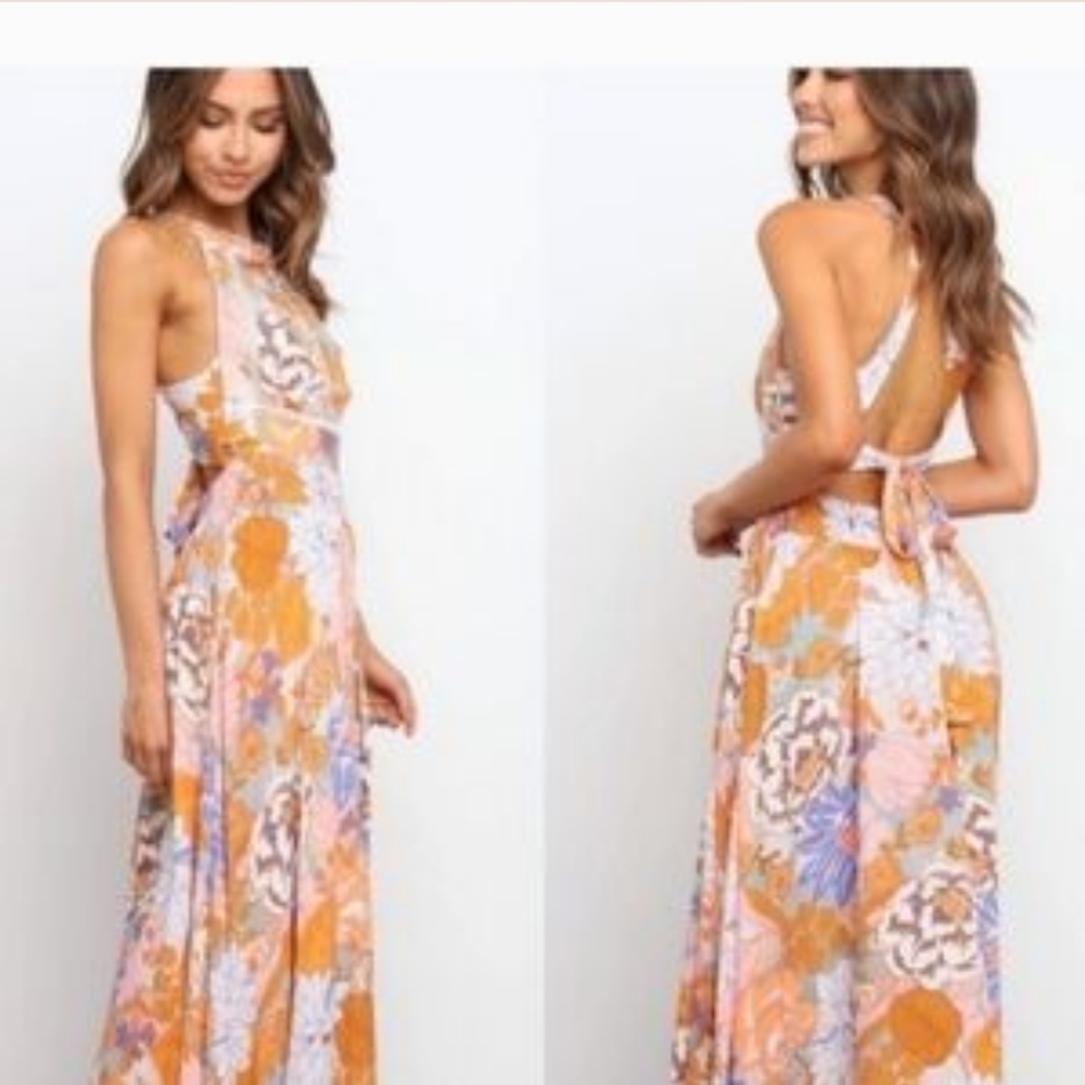 REVOLVE Floral Maxi Dress in Orange and Lavender